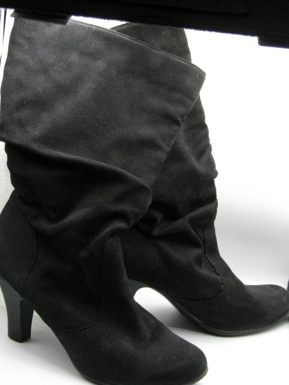 Jaclyn Smith Black Faux Suede Boots